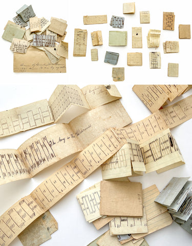 Archive of 18 manuscript weaving pattern drafts by a woman in Texas, ca. 1840-1860s