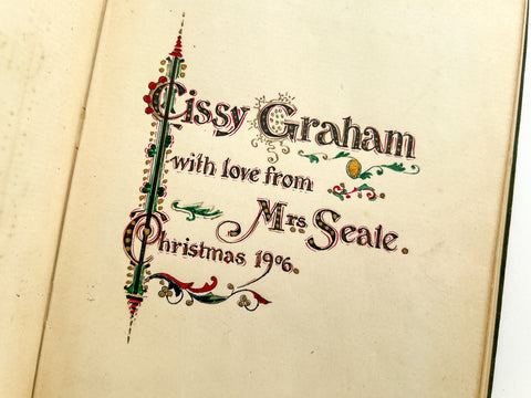 Autograph book with finely lettered dedication pages and attractive drawings, 1906-1920.