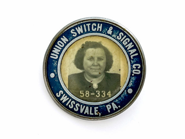 Employee photo badge for a woman worker at Union Switch & Signal (Pittsburgh/Westinghouse)