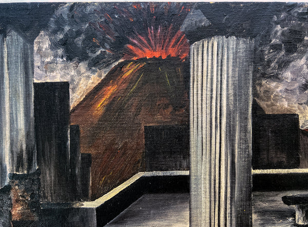 Vesuvius Dreamscape (Not-quite-naïve oil painting)
