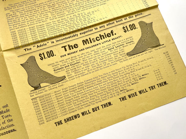 January, 1894. Trade Revivers. Underbuy. Undersell. (Osborne's Shoe Manufactory circular)