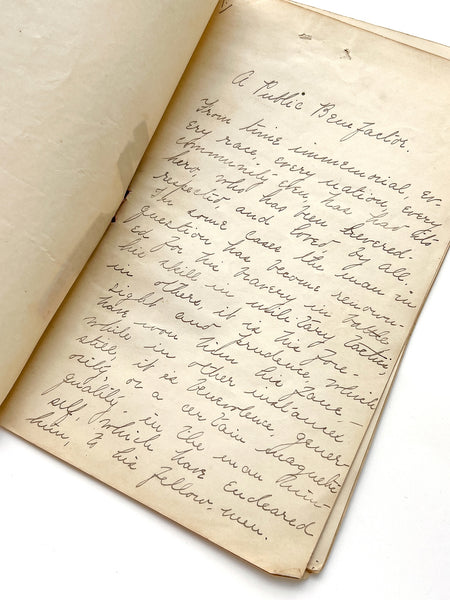 "A Public Benefactor" manuscript essay