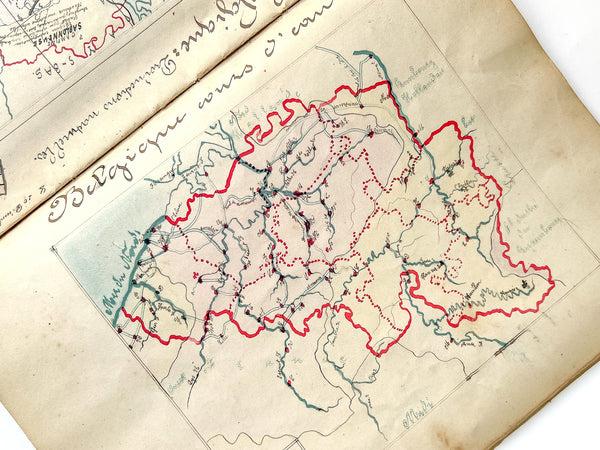 "Cahier de cartes" Large manuscript of maps by French student Denise Jumet, 1911-1912