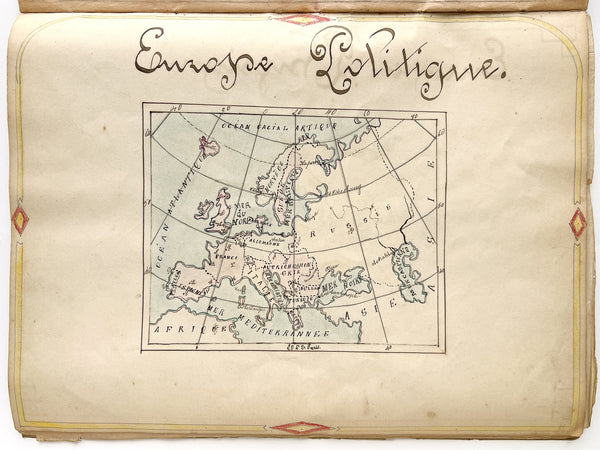 "Cahier de cartes" Large manuscript of maps by French student Denise Jumet, 1911-1912