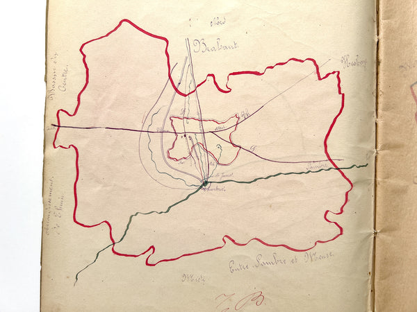 "Cahier de cartes" Large manuscript of maps by French student Denise Jumet, 1911-1912