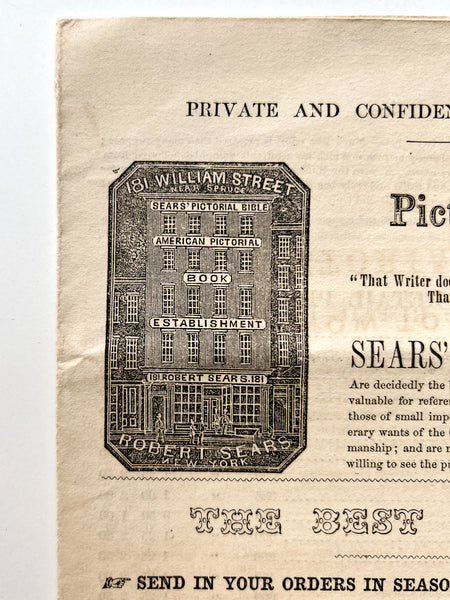 [uncut circular with instruction to canvassers from the American Pictorial Book Establishment / Sears' Pictorial Family Publications]