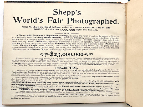 Shepp's World's Fair Photographed (canvassing book)