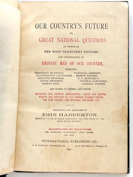 Our Country's Future: or, Great National Questions