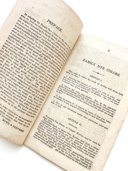 Howe & Stevens' Treatise Upon Dyeing and Scouring, as adapted to their family dye colors With Many Other Valuable Receipts.