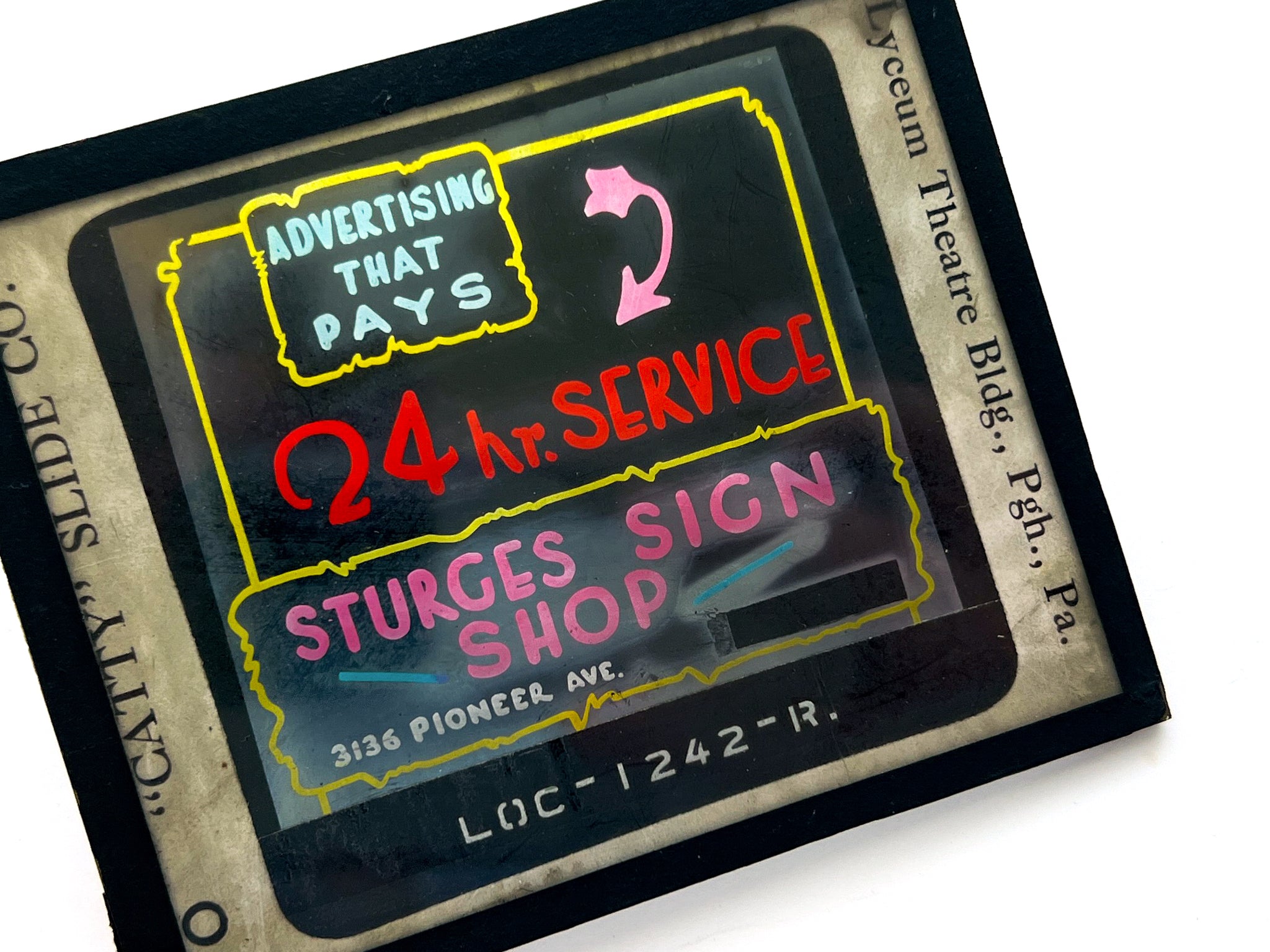Magic Lantern Slide Advertising Sturges Sign Shop, Pittsburgh