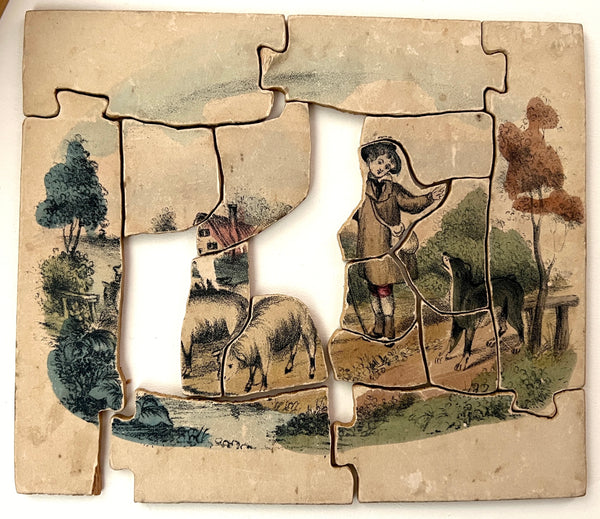 (2) Wooden lithograph puzzles, German, ca. 1870