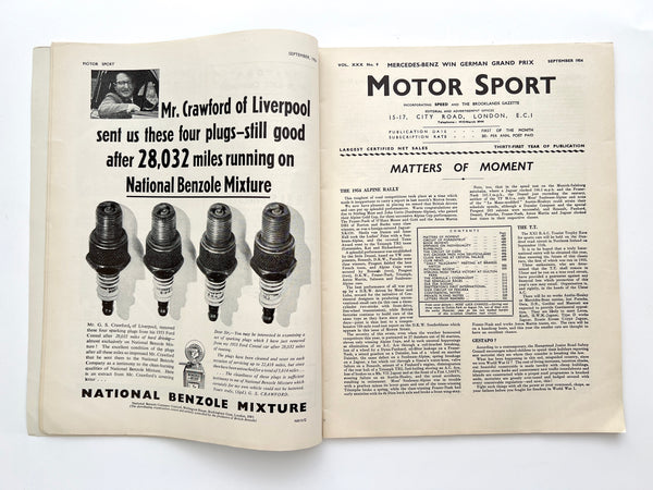 Motor Sport Magazine Vol. XXX, No. 9. September, 1954