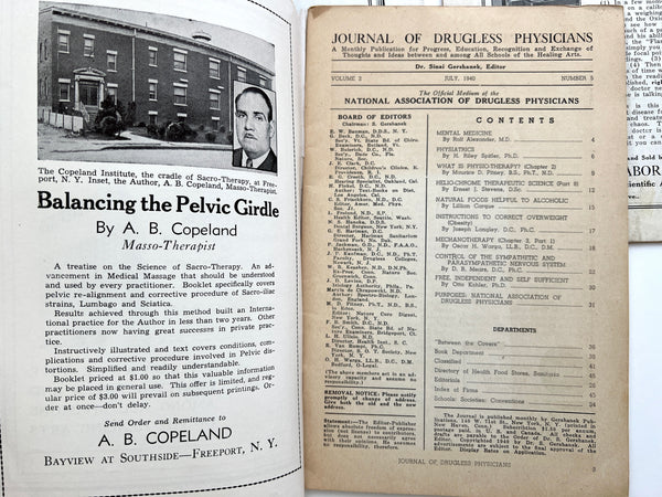 Five issues of The Journal of Drugless Physicians, 1939-1940