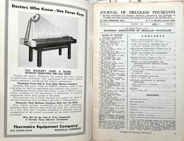 Five issues of The Journal of Drugless Physicians, 1939-1940