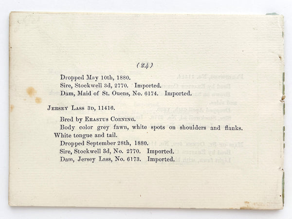 Catalogue of Herd Registered Jersey Cattle. Property of Erastus Corning, Albany N.Y. 1881