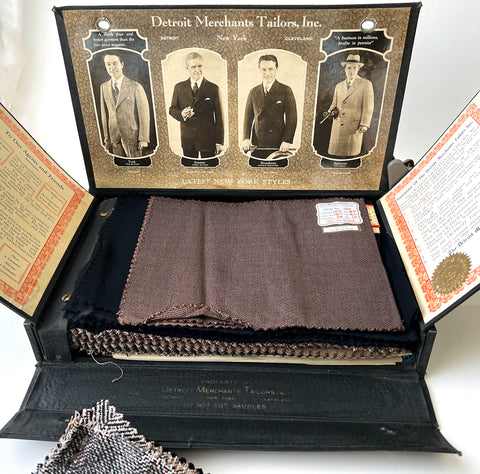 Detroit Merchants Tailors Traveling Salesman's Briefcase with samples and forms