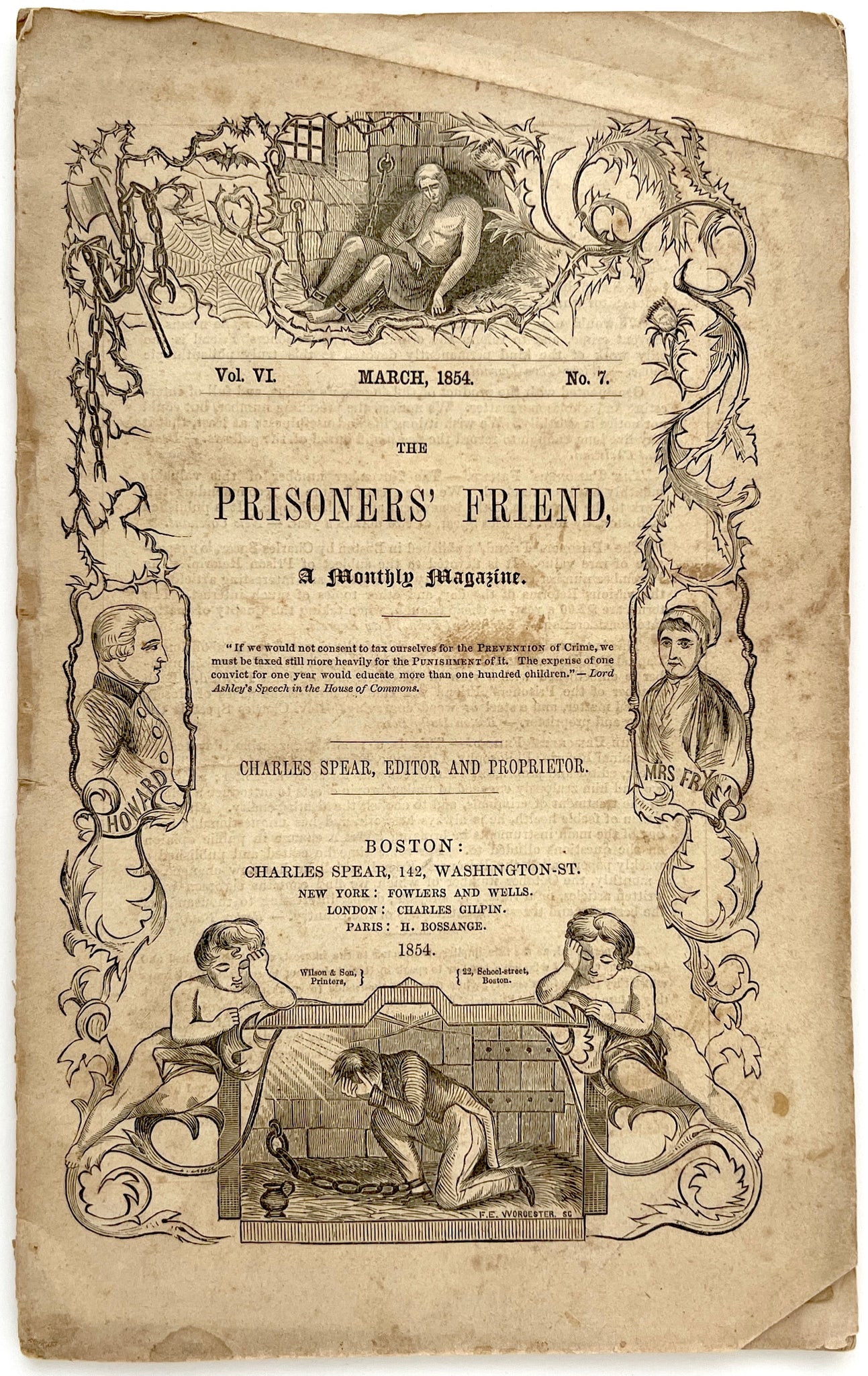 The Prisoners' Friend, A Monthly Magazine. Vol. VI, No. 7. March, 1854