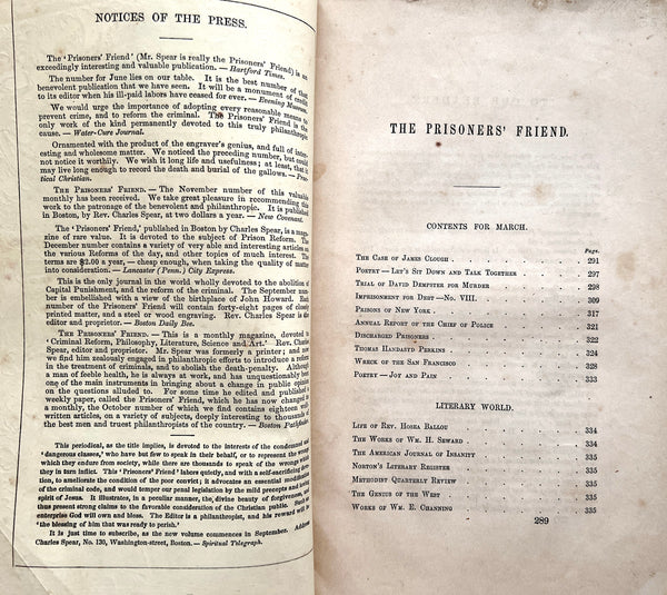 The Prisoners' Friend, A Monthly Magazine. Vol. VI, No. 7. March, 1854