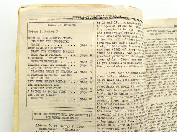 Concerning Workers' Education: Volume I, Number 3. June-July, 1934