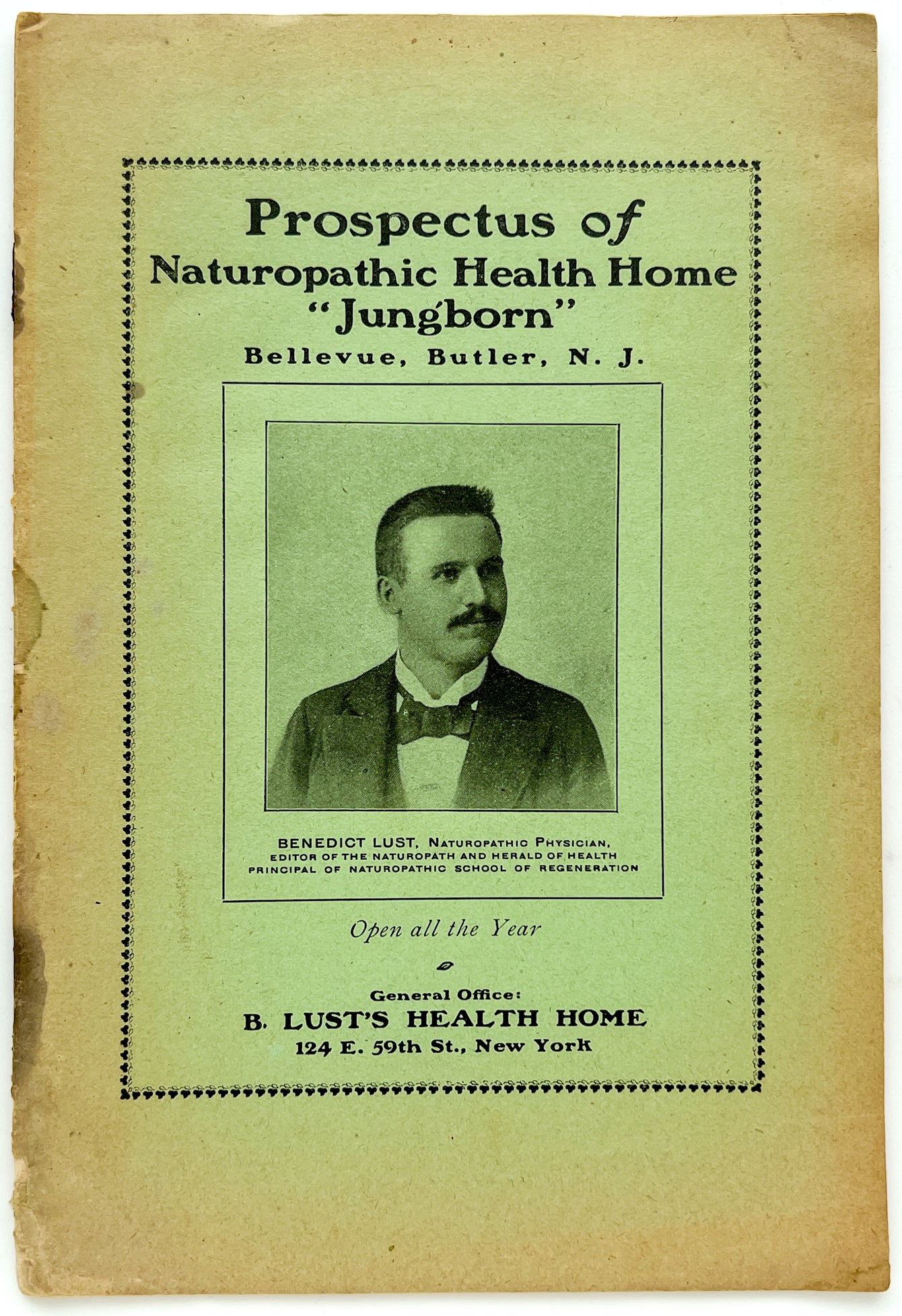Prospectus of Naturopathic Health Home "Jungborn" Bellevue, Butler, NJ