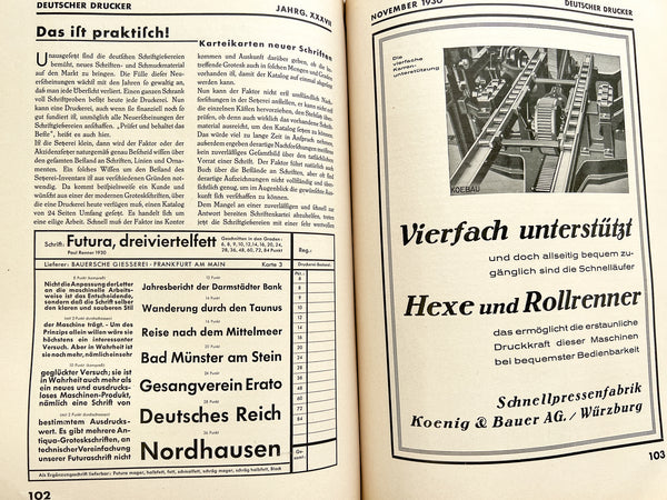 Deutscher Drucker (Deutscher Buch- und Steindrucker) Kartonnagen und Packungen. Heft 2, November 1930, 37. Jahrgang (German Printer: Cardboard Boxes and Packs. Issue 2, November 1930, Volume 37)
