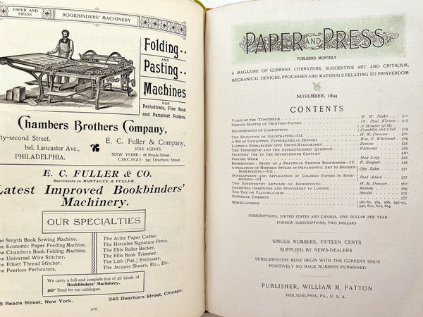 Paper and Press Illustrated Monthly, July-December 1894