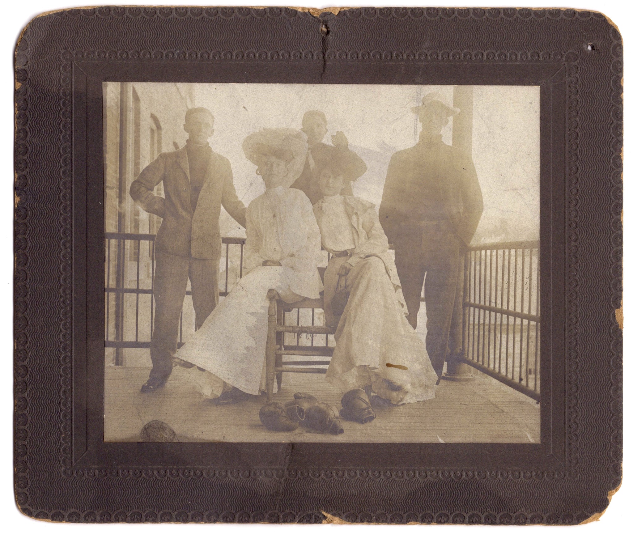 Occupational photograph of two boxers and their lady friends (cabinet card photograph)