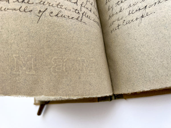 Student Book Arts project [hand bound manuscript on the history of the book]
