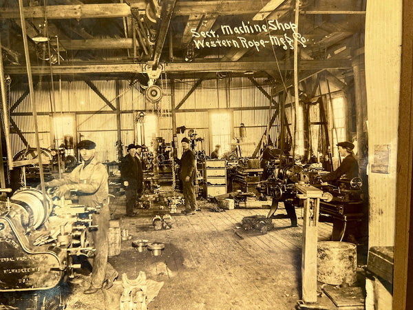 Large Photograph of Workers in the the Machine Shop at Western Rope Manufacturing Co.