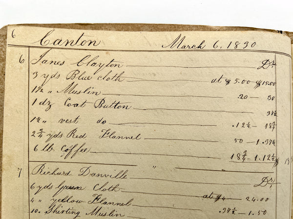 1830s Canton Ohio general store manuscript ledger / "Book Keeping by Single Entry Day Book 1. 1830"