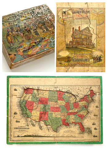 The Silent Teacher: Dissected Map of the United States with Each State in Counties (complete in box)