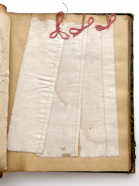 American Sewing album by Etta Davis with cloth examples and printed instructions, ca. late 1920s