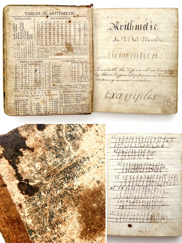 John Grubb’s “Arithmetic in Whole Numbers,” 1811 ciphering book  with a section for “Ale and Beer Measure;” exercises for calculations related to cloth, land, time, wives (or their dowries), &c.