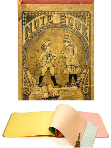 Child's multicolor notebook with WWI-era jottings