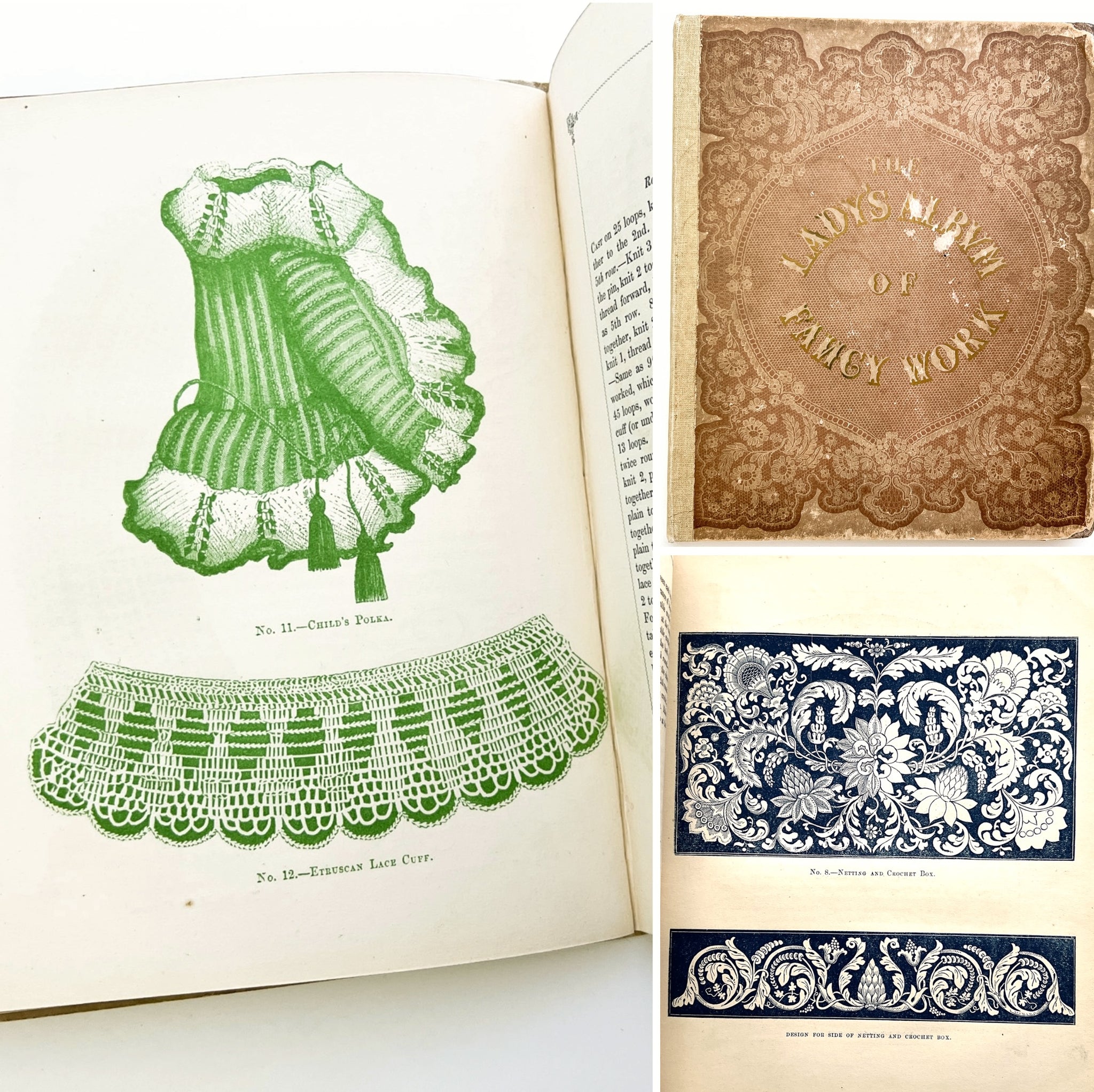 The Lady's Album of Fancy Work; Consisting of novel, elegant and useful designs in knitting, netting, crochet and embroidery with clear and explicit directions for working the patterns.