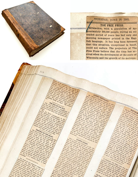 Wisconsin newspaper man's scrapbook 1895-1901, much from the inaugural issues of the Milwaukee 'Free Press'
