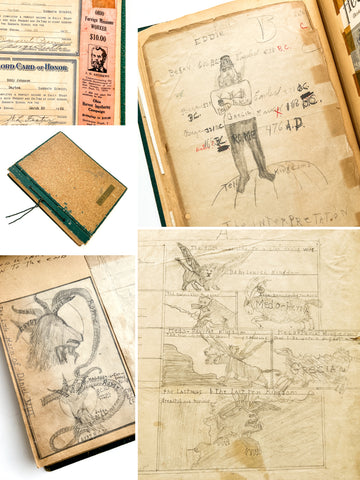 1939 Mount Vernon Academy student scrapbook with drawings related to Seventh-day Adventist eschatology (plus photos and cartoons and boy stuff)