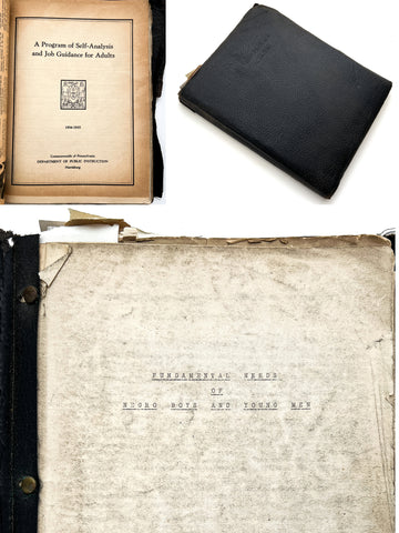 Binder of 30+ articles and typed personal notes, including “Fundamental Needs of Negro Boys and Young Men”