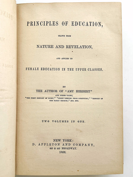 Principles of Education, Drawn from Nature and Revelation, and Applied to Female Education in the Upper Classes
