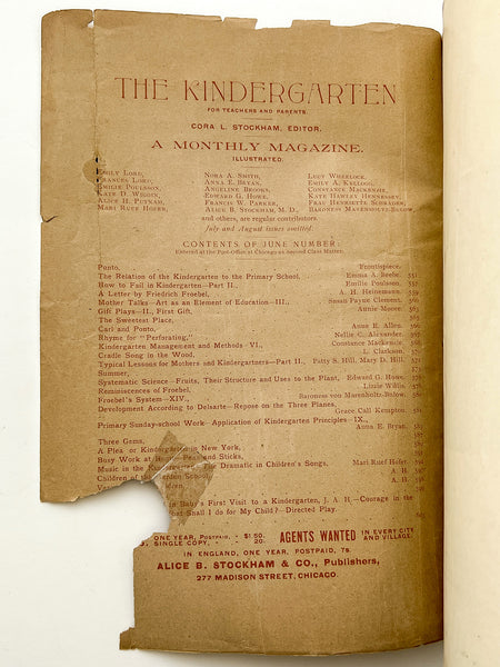 The Kindergarten [Magazine] for Teachers and Parents, Vol. III, No. 10, June 1891