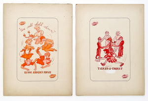 Two original nursery rhyme illustrations in gouache