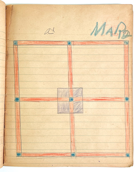 Roy's Springtime 1934 4th grade class notebook with lots of drawings