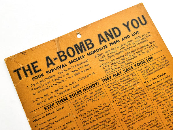 The A-Bomb and You: Four Survival Secrets; Memorize Them and Live (Broadside)