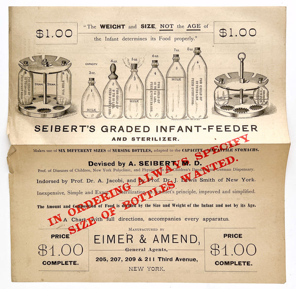 Supplementary Catalogue of Chemical & Physical Apparatus [with] Seibert's Graded Infant-Feeder and Sterilizer advert