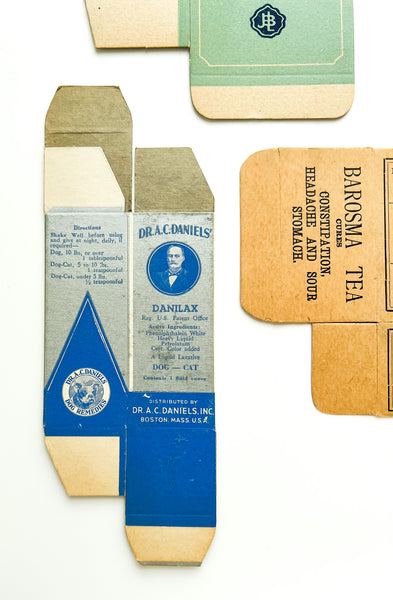 A few items from the Interwar medicine cabinet (their boxes, anyway)