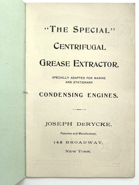 "The Special" Centrifugal Grease Extractor, Specially adapted for marine and stationary condensing engines