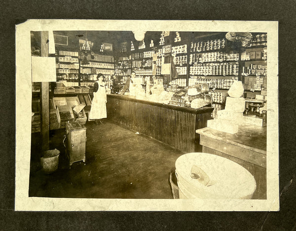 General store interior with visible packaging, Pittsburgh ca. 1900