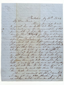 1856 Autograph letter from a bored, celibate man teaching in Blair County, PA, who "might as well be living in a nunnery"