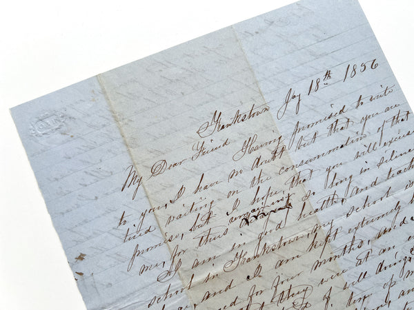 1856 Autograph letter from a bored, celibate man teaching in Blair County, PA, who "might as well be living in a nunnery"