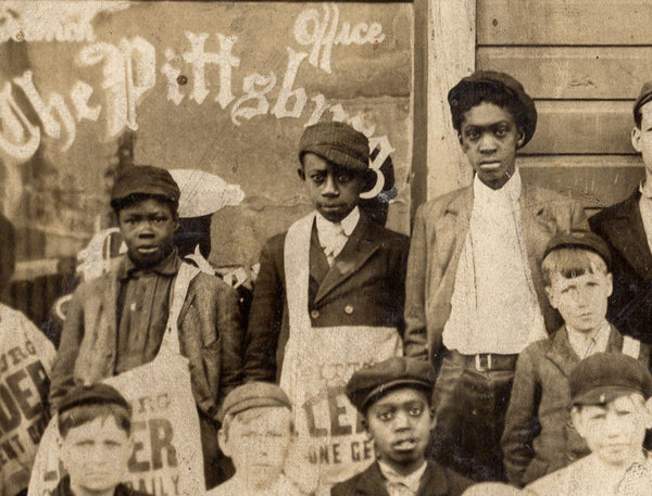 The Pittsburg Leader - Photograph of 23 newsboys, ca. 1880-1890s